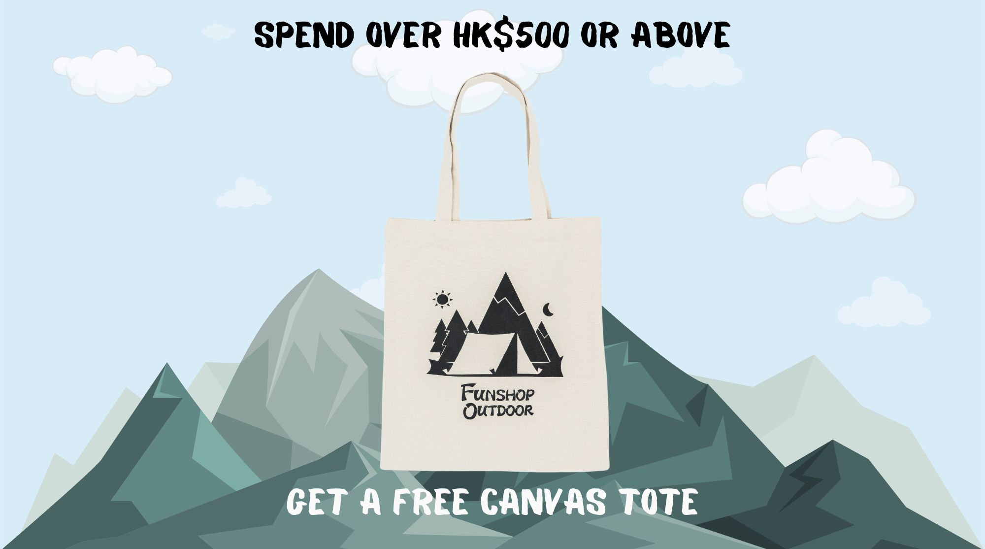 Funshop Outdoor: 購物滿 HK$500,即可免費換領加厚帆布單肩袋一個(價值 HK$80)@家樂坊