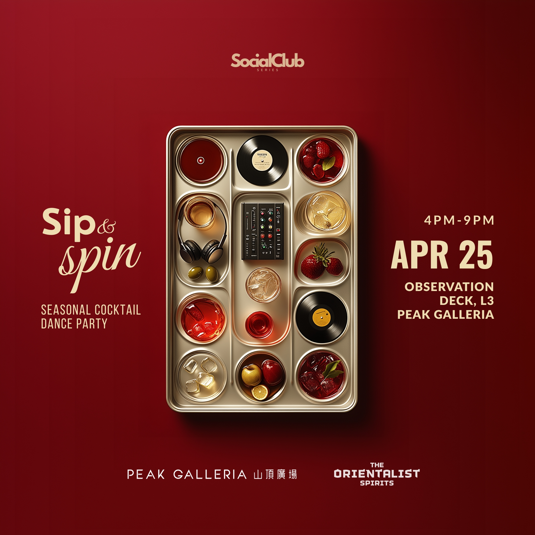 Social Club Series "Sip & Spin" Cocktail Dance Party Ticket with 1 Drink (Valued at HK$328) 